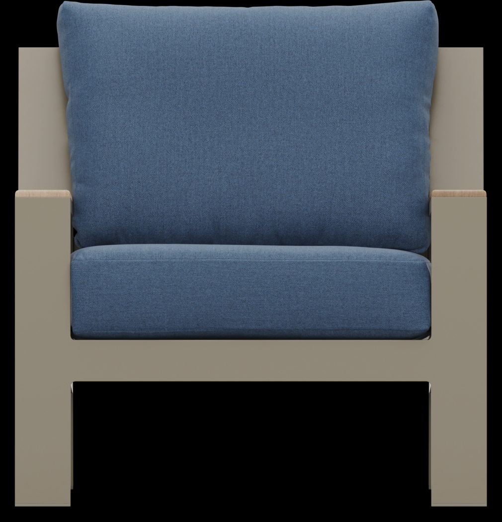 Solana Taupe Outdoor Club Chair with Blueberry Cushions - Thumbnail - Image 3