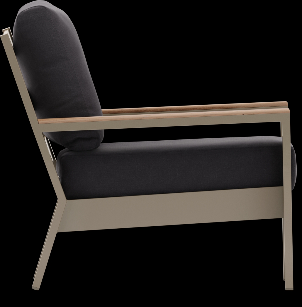 Solana Taupe Outdoor Club Chair with Charcoal Cushions - Thumbnail - Image 4