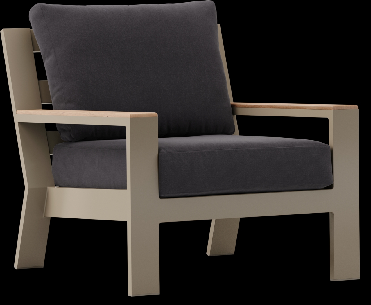 Solana Taupe Outdoor Club Chair with Charcoal Cushions - Thumbnail - Image 1