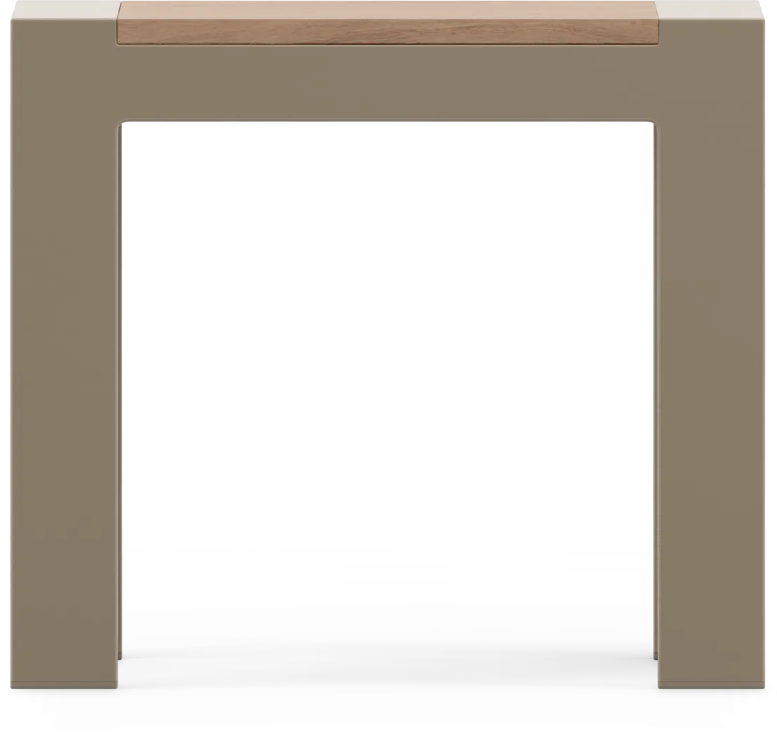 Solana Taupe Outdoor End Table with Teak Top - Thumbnail - Image 2