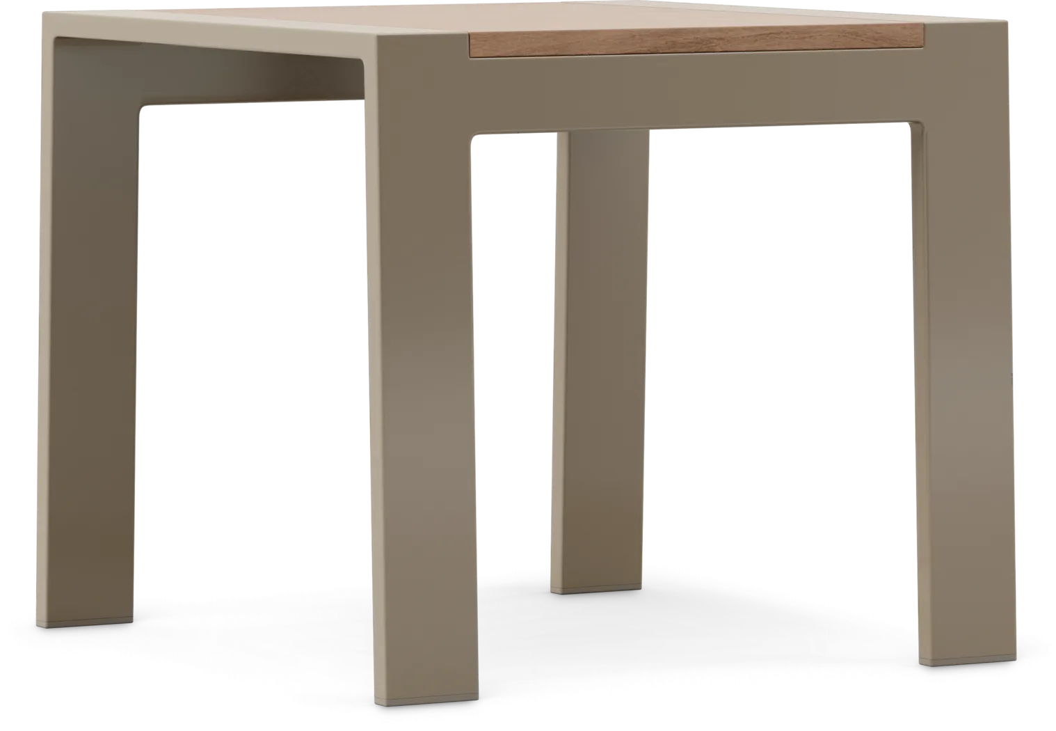 Solana Taupe Outdoor End Table with Teak Top - Thumbnail - Image 1