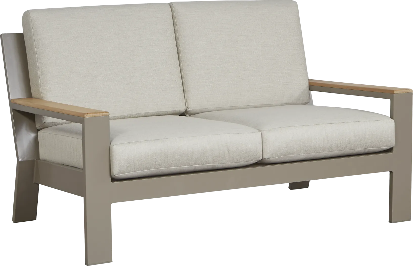 Solana Taupe Outdoor Loveseat with Beige Cushions - Thumbnail - Image 2