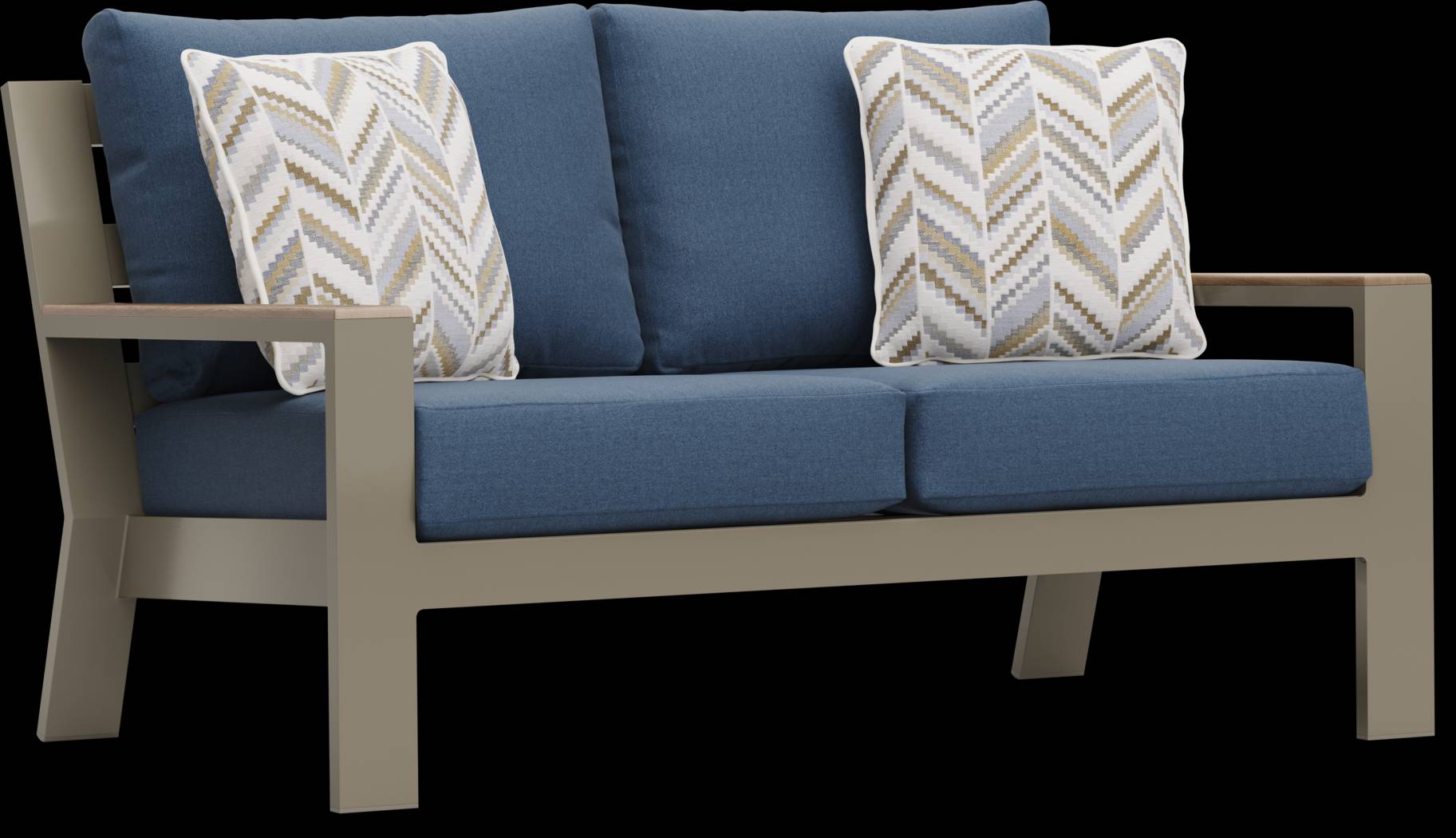 Solana Taupe 4 Pc Outdoor Loveseat Seating Set With Blueberry Cushions - Thumbnail - Image 3