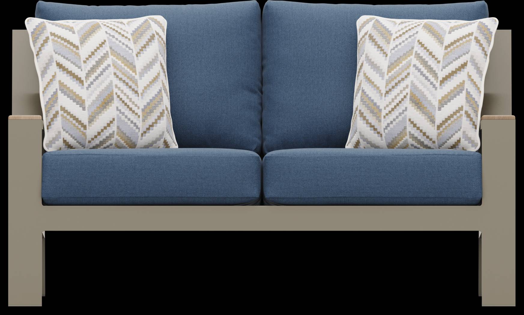 Solana Taupe 4 Pc Outdoor Loveseat Seating Set With Blueberry Cushions - Thumbnail - Image 2