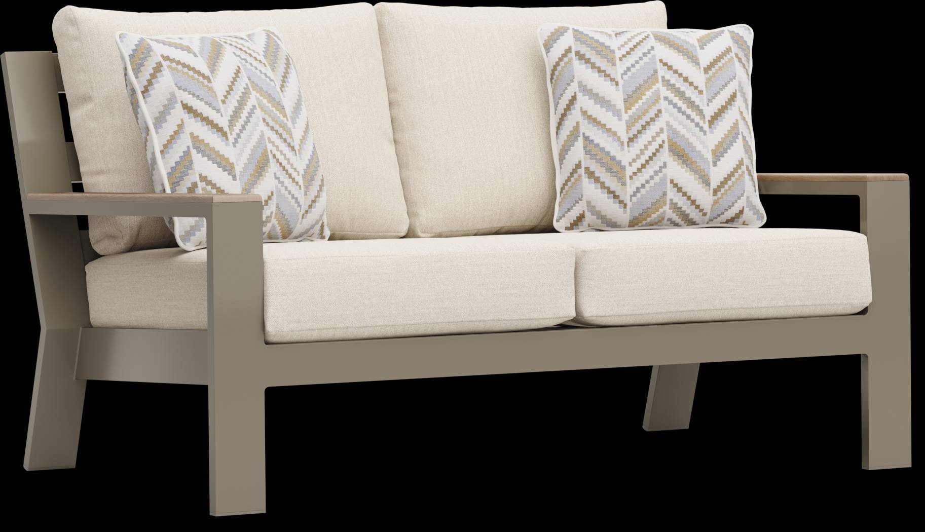 Solana Taupe 4 Pc Outdoor Loveseat Seating Set With Buff Cushions - Thumbnail - Image 3