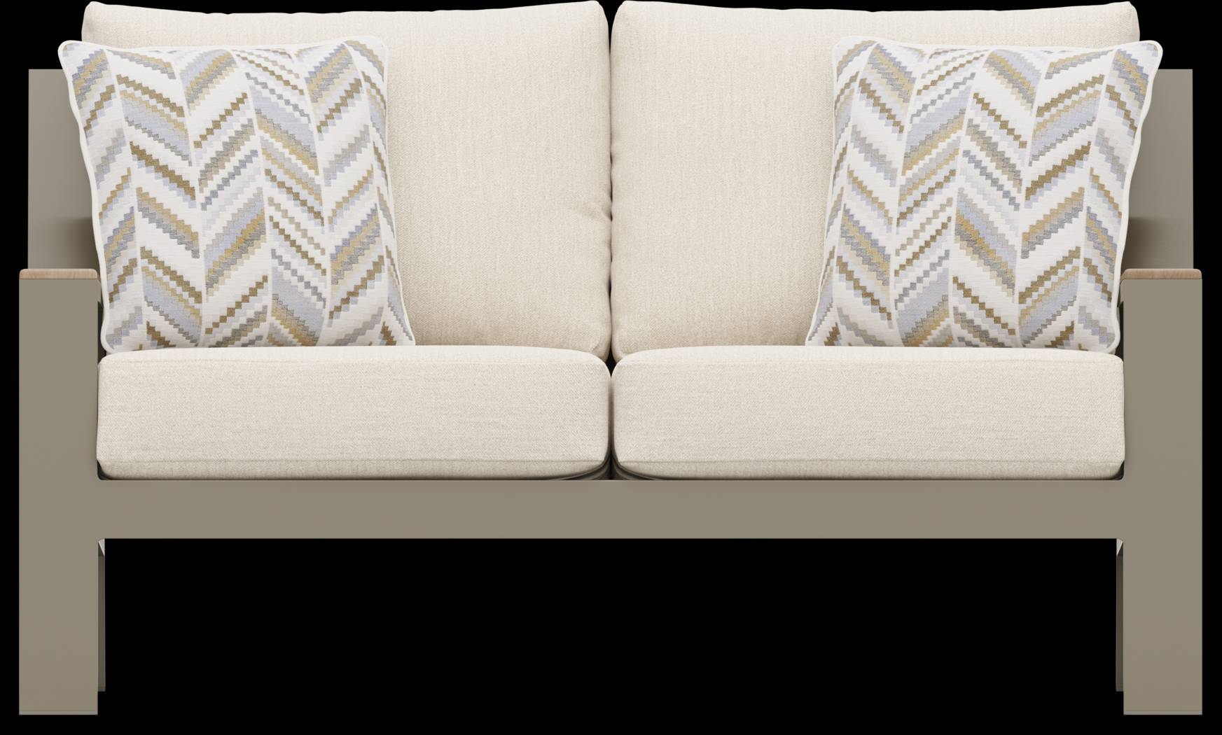 Solana Taupe 4 Pc Outdoor Loveseat Seating Set With Buff Cushions - Thumbnail - Image 2