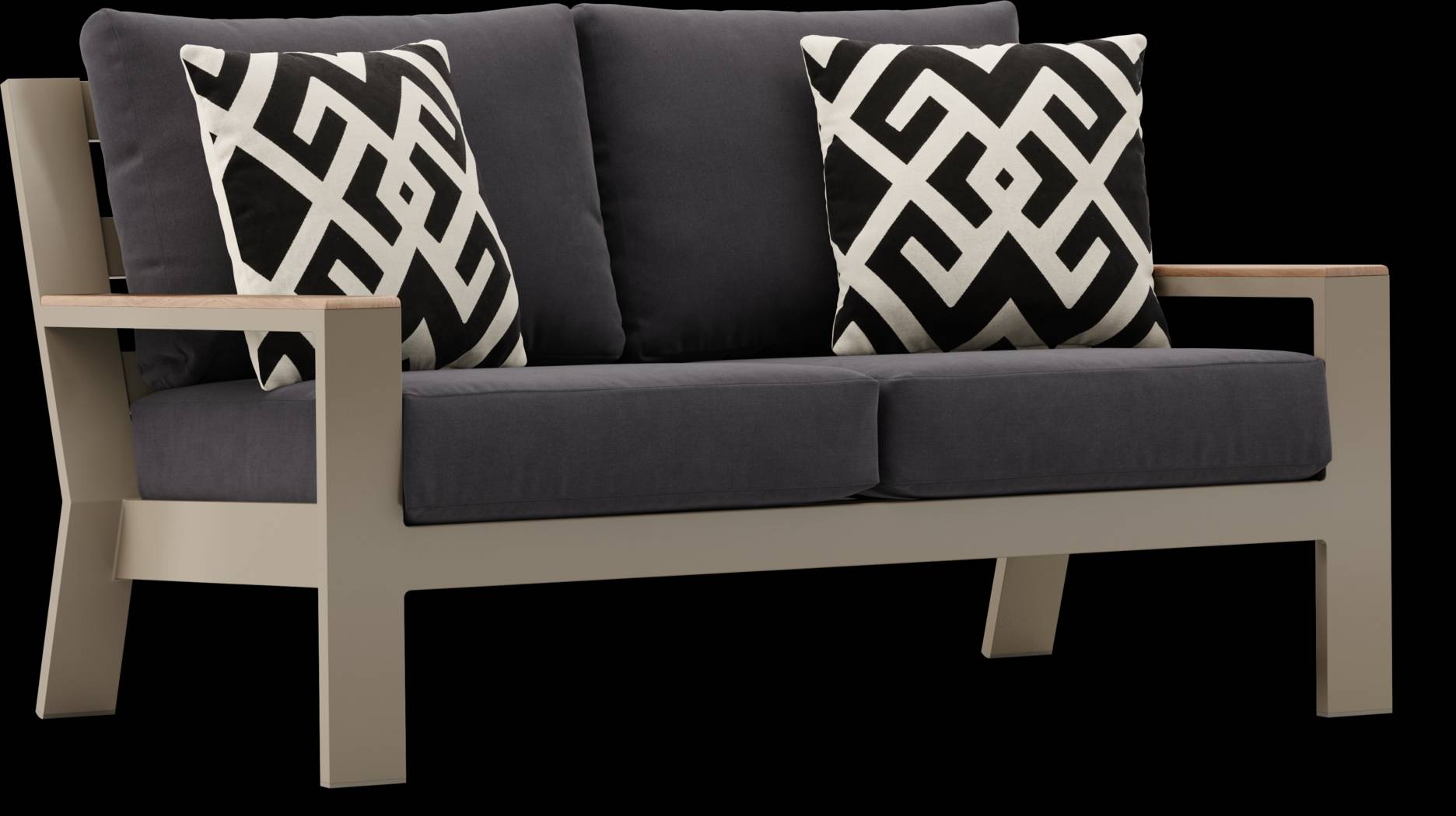 Solana Taupe 4 Pc Outdoor Loveseat Seating Set With Charcoal Cushions - Thumbnail - Image 3