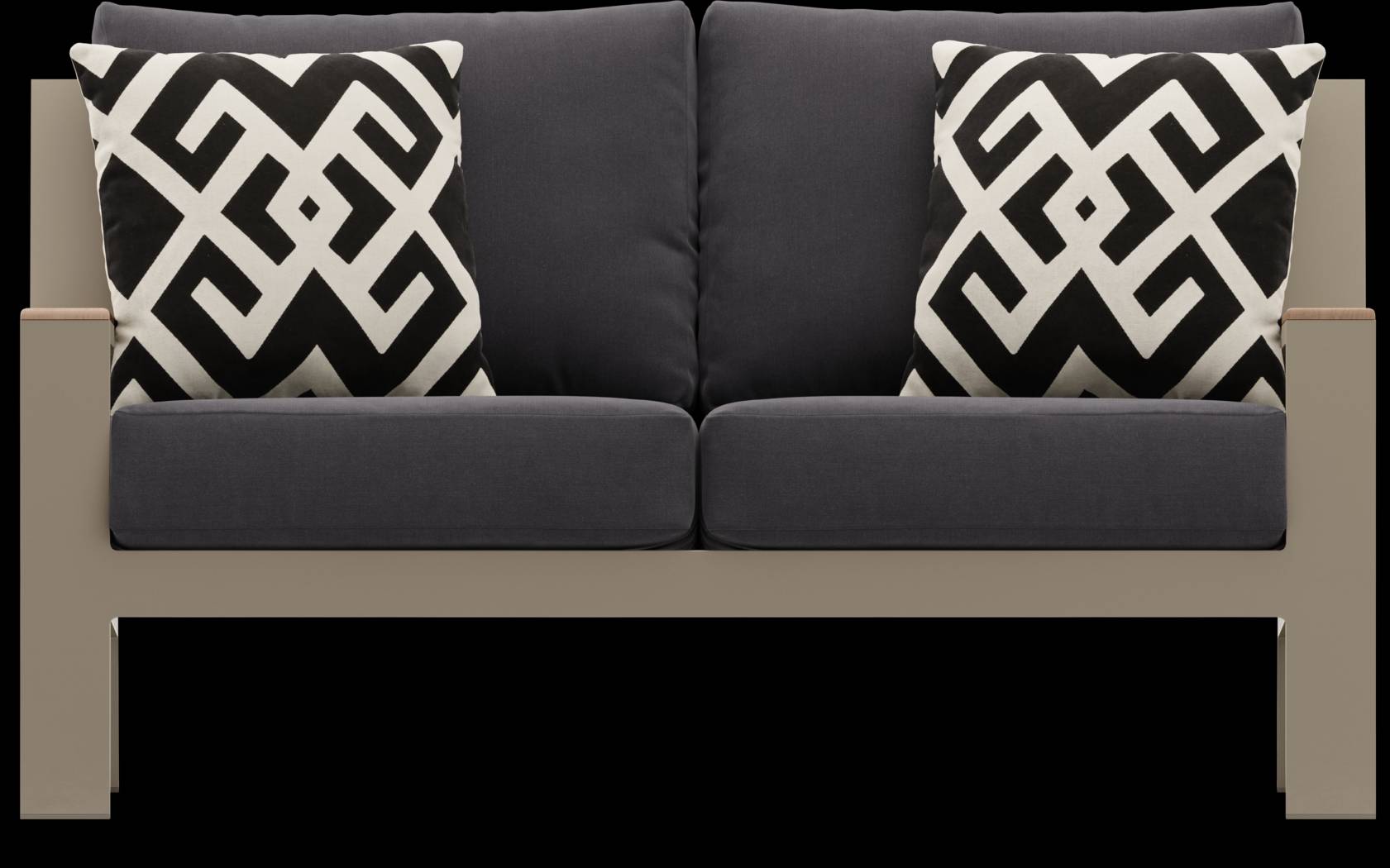 Solana Taupe 4 Pc Outdoor Loveseat Seating Set With Charcoal Cushions - Thumbnail - Image 2