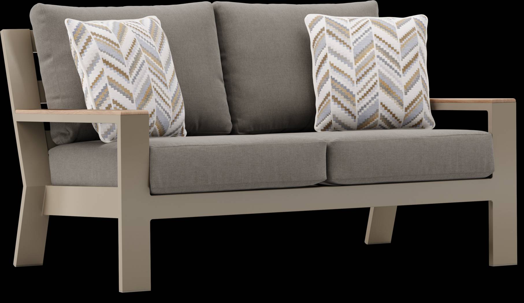 Solana Taupe 4 Pc Outdoor Loveseat Seating Set With Mushroom Cushions - Thumbnail - Image 3