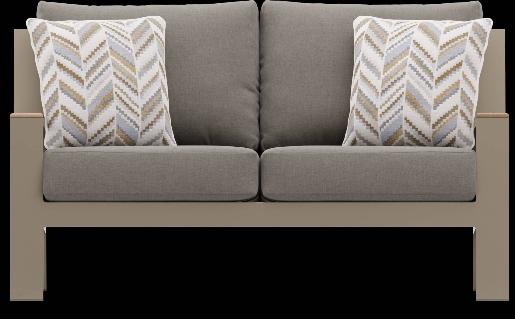 Solana Taupe 4 Pc Outdoor Loveseat Seating Set With Mushroom Cushions - Thumbnail - Image 2