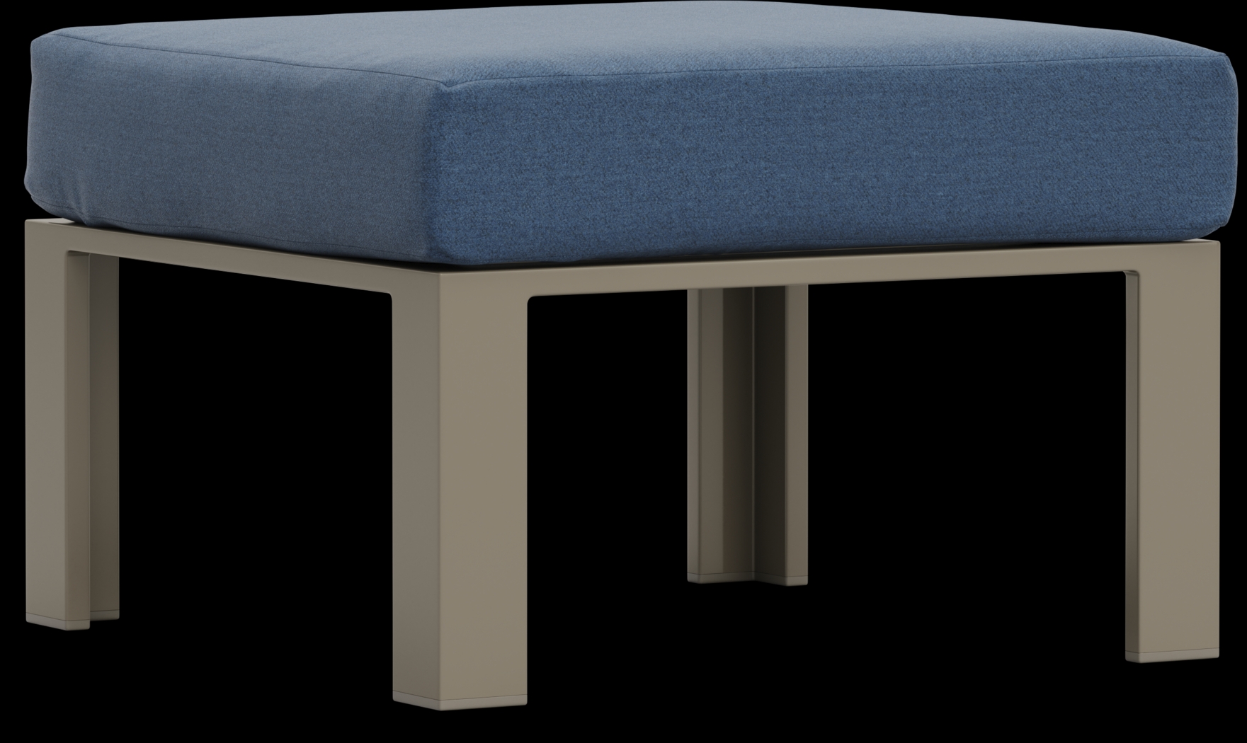 Solana Taupe Outdoor Ottoman with Blueberry Cushion - Thumbnail - Image 1