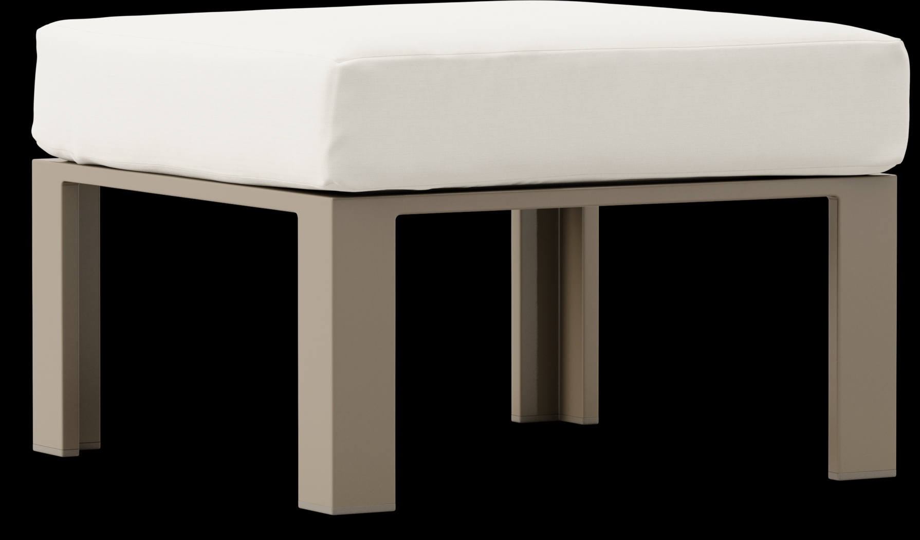 Solana Taupe Outdoor Ottoman with Natural Cushion - Thumbnail - Image 1