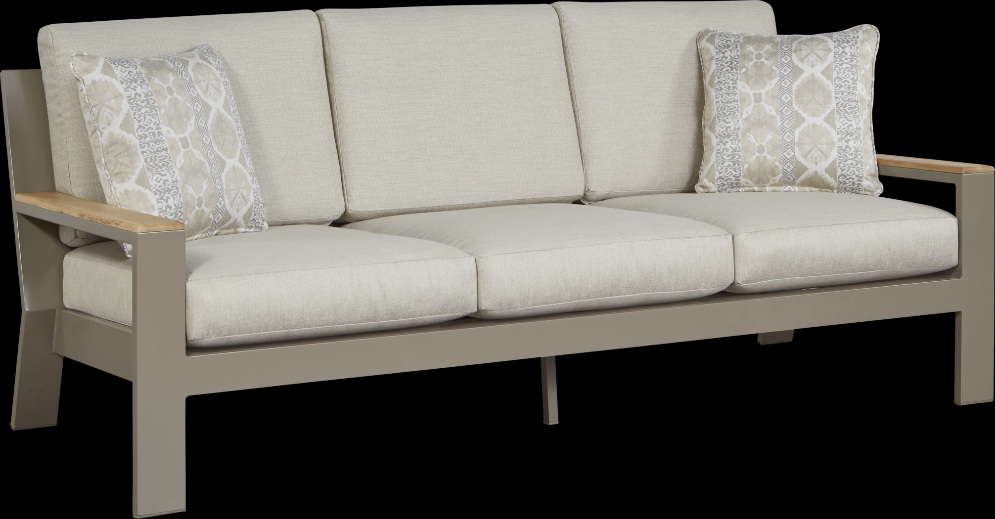 Solana Taupe Outdoor Sofa with Beige Cushions - Thumbnail - Image 1