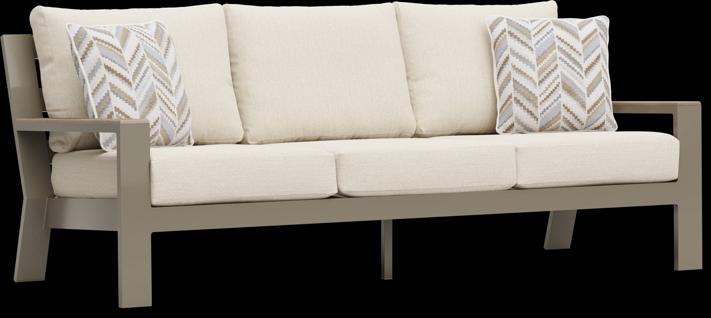 Solana Taupe 3 Pc Outdoor Seating Set with Bisque Cushions - Thumbnail - Image 3