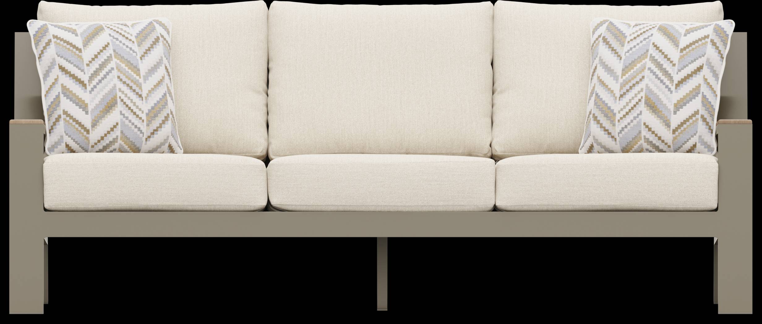 Solana Taupe 3 Pc Outdoor Seating Set with Bisque Cushions - Thumbnail - Image 2