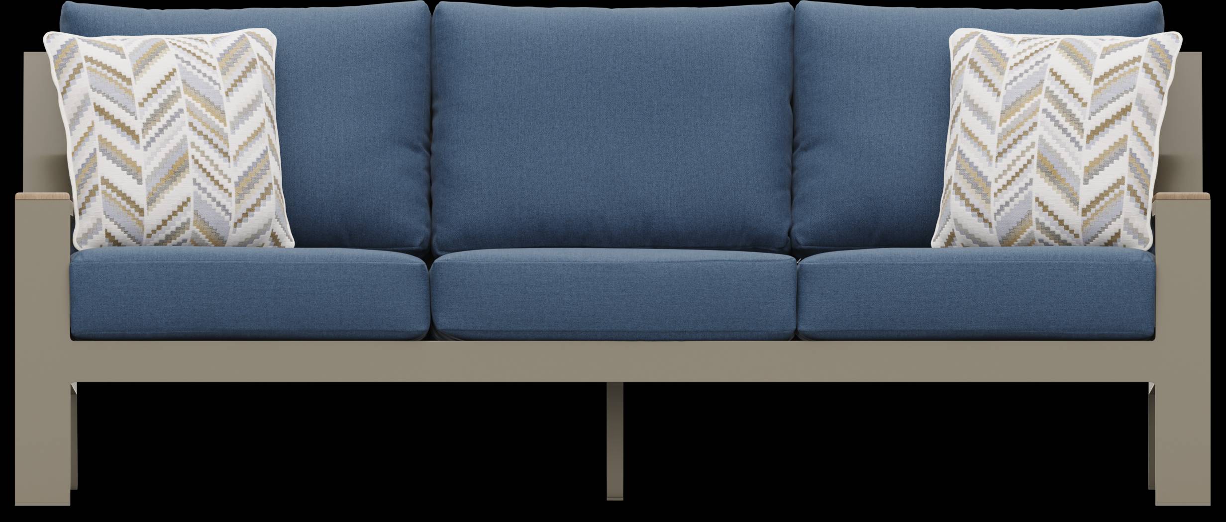 Solana Taupe Outdoor Sofa with Blueberry Cushions - Thumbnail - Image 1