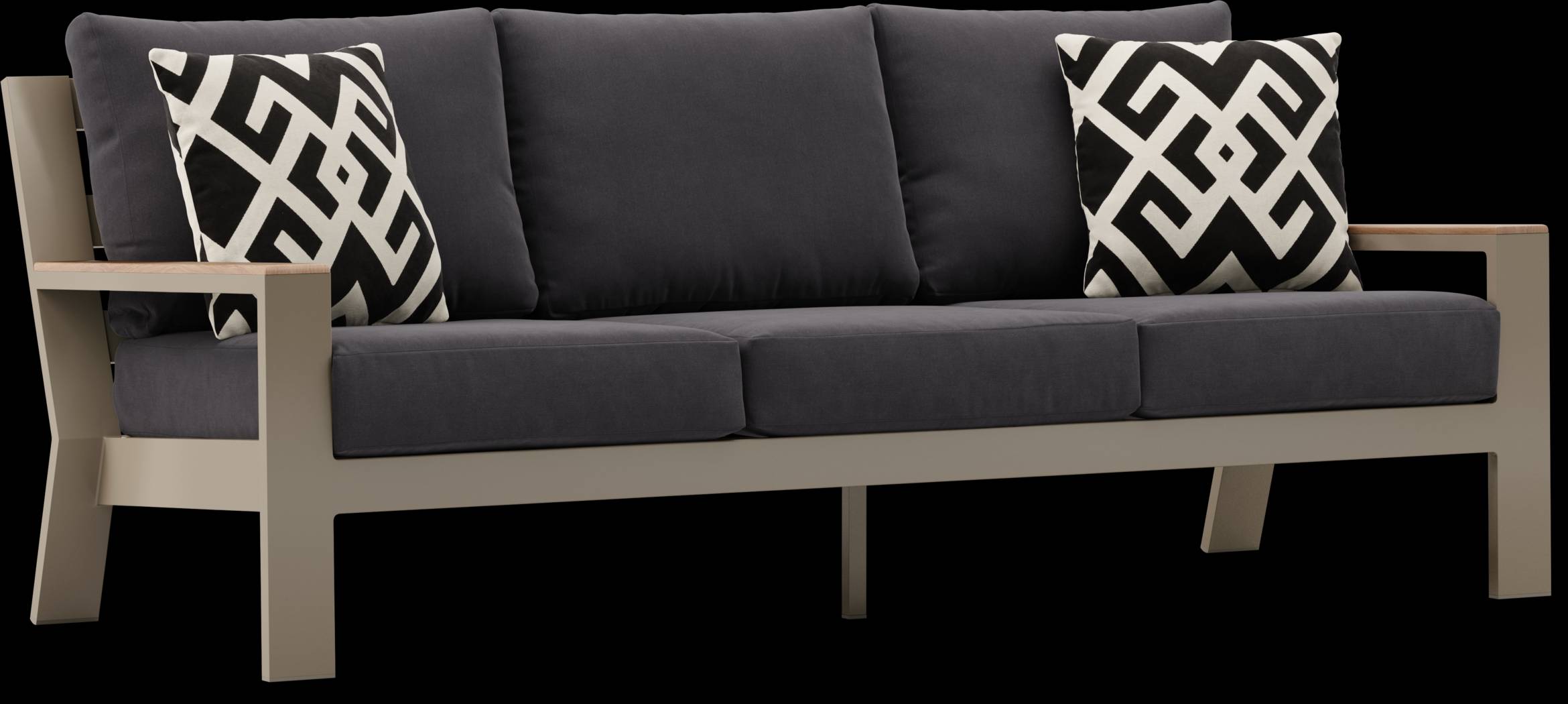 Solana Taupe Outdoor Sofa with Charcoal Cushions - Thumbnail - Image 3