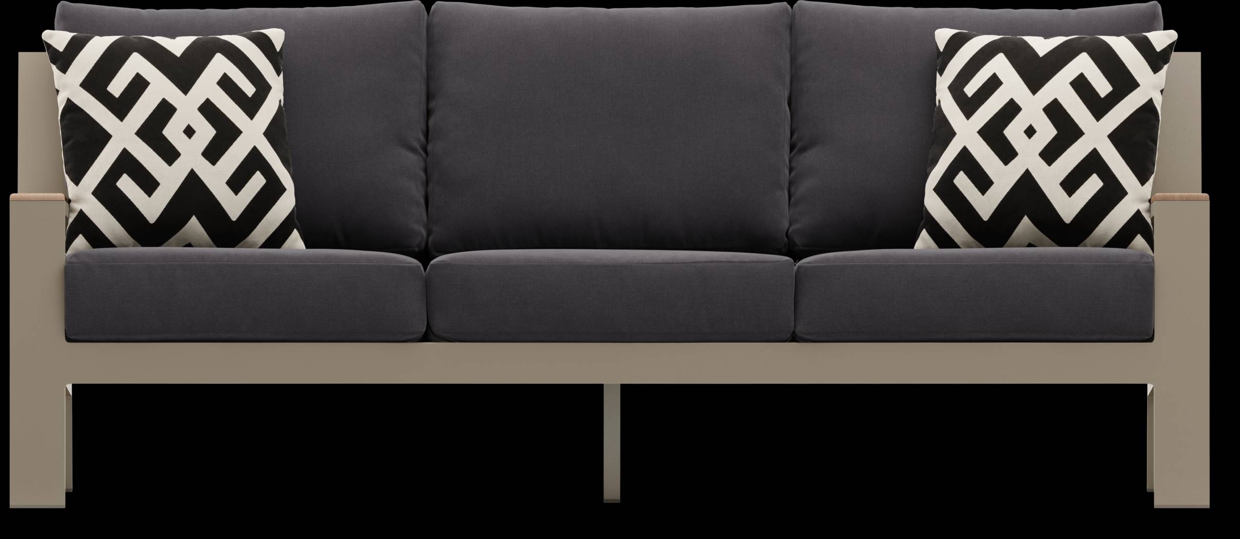 Solana Taupe Outdoor Sofa with Charcoal Cushions - Thumbnail - Image 1