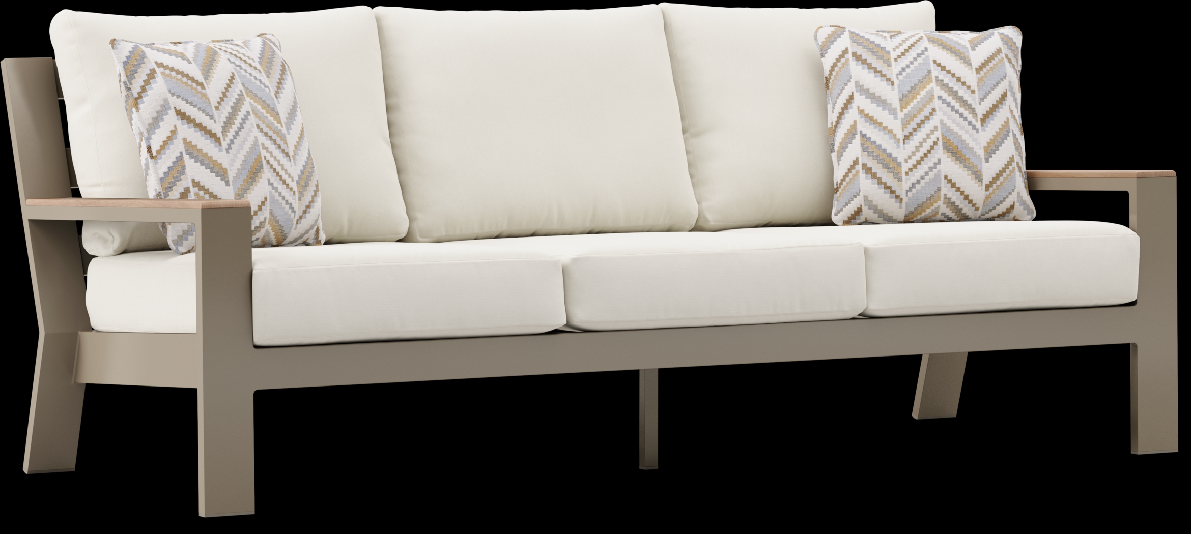 Solana Taupe 4 Pc Outdoor Sofa Seating Set With Natural Cushions - Thumbnail - Image 3