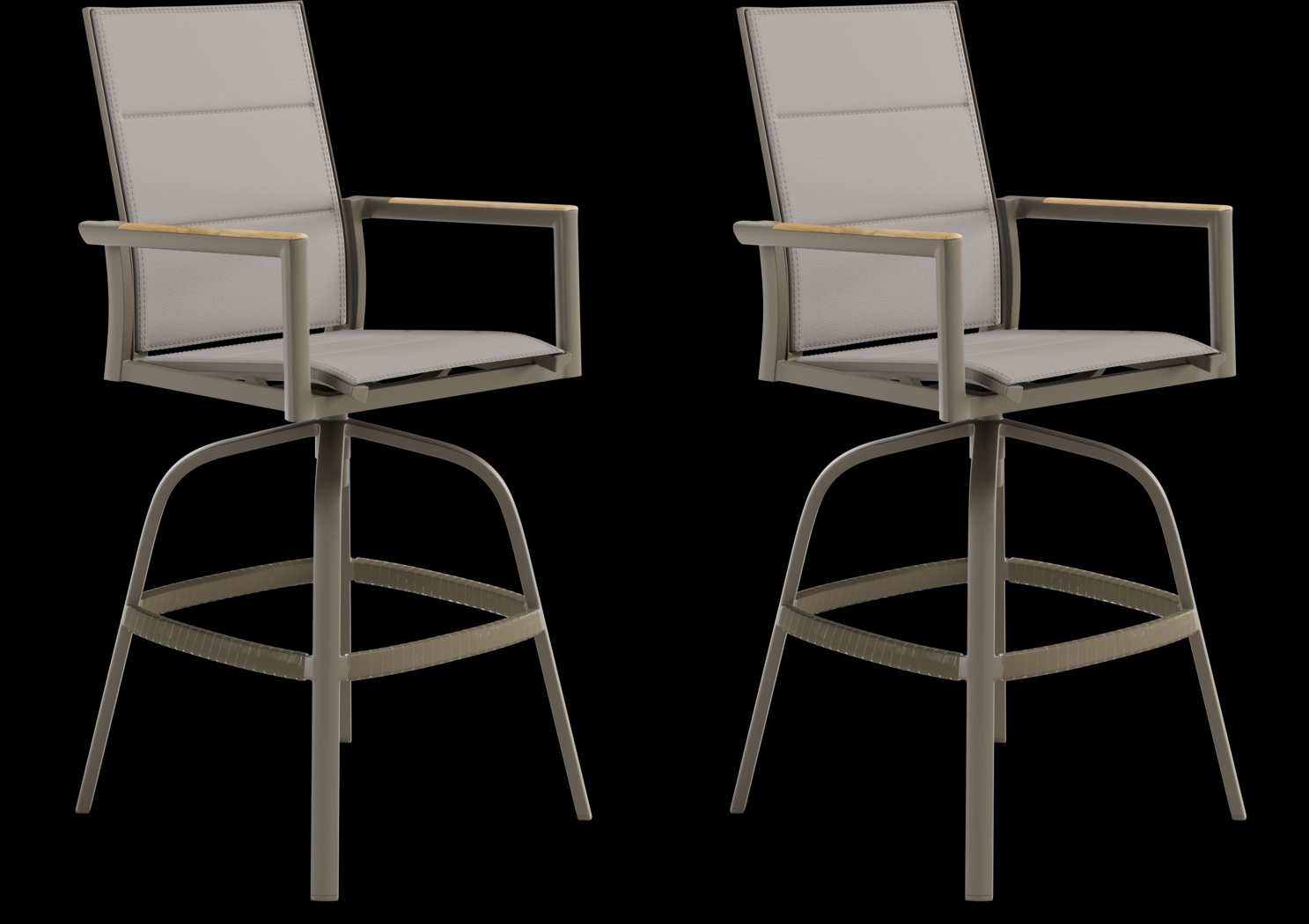 Solana Taupe Outdoor Swivel Barstool, Set of Two - Thumbnail - Image 1