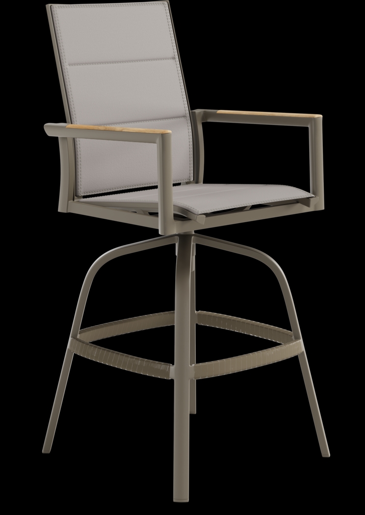 Solana Taupe Outdoor Swivel Barstool - Thumbnail - Image 1