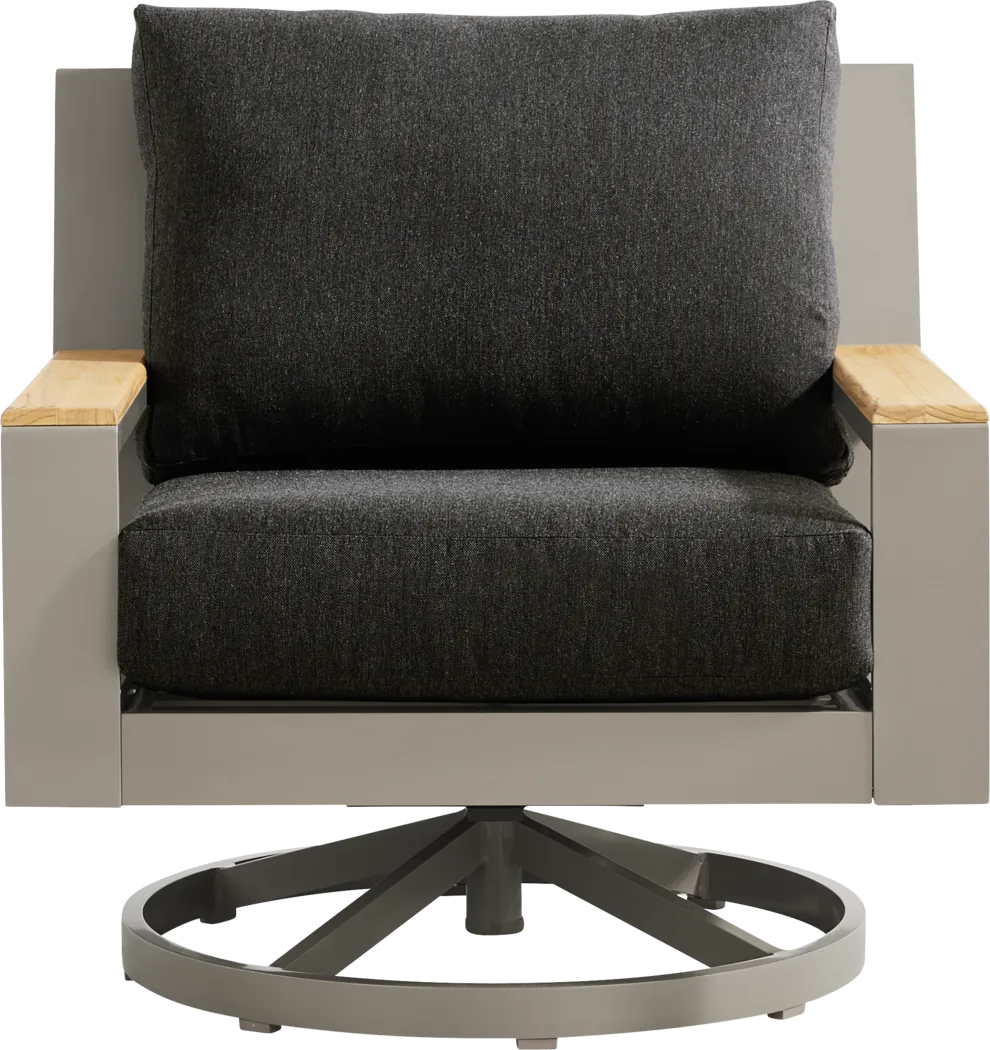 Solana Taupe Outdoor Swivel Rocker Club Chair with Charcoal Cushions - Thumbnail - Image 2