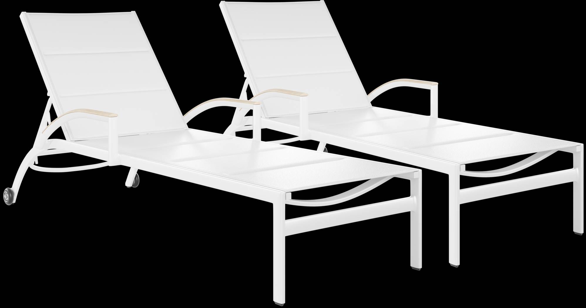 Solana White Outdoor Chaises, Set of 2 - Thumbnail - Image 1