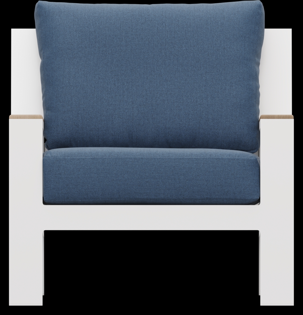 Solana White 4 Pc Outdoor Loveseat Seating Set With Blueberry Cushions - Thumbnail - Image 5