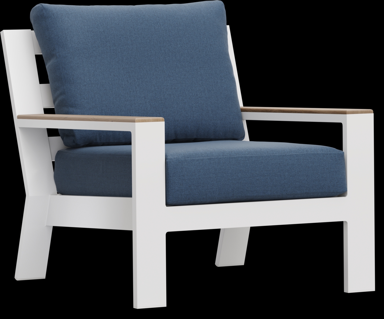 Solana White 4 Pc Outdoor Loveseat Seating Set With Blueberry Cushions - Thumbnail - Image 4