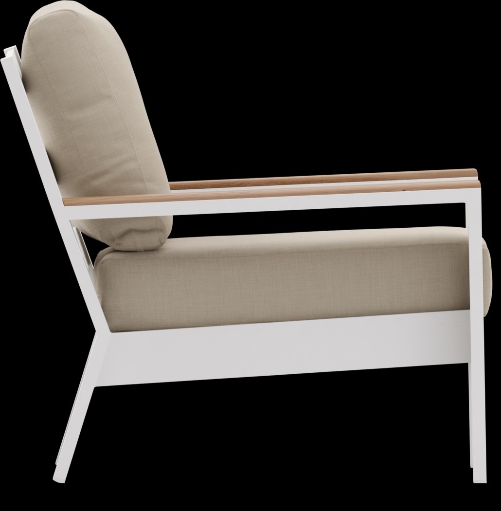 Solana White 4 Pc Outdoor Loveseat Seating Set With Buff Cushions - Thumbnail - Image 8