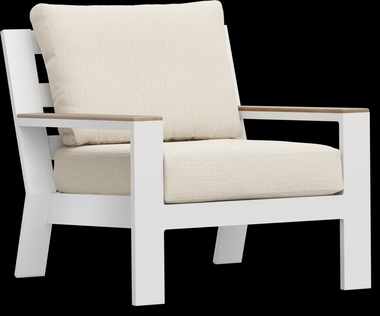 Solana White 4 Pc Outdoor Loveseat Seating Set With Buff Cushions - Thumbnail - Image 6