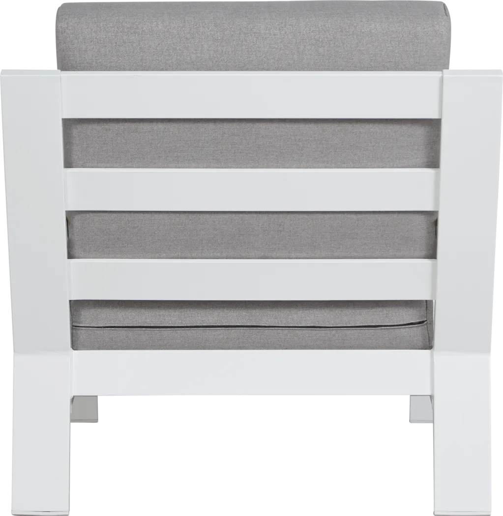 Solana White Outdoor Club Chair with Gray Cushions - Thumbnail - Image 2