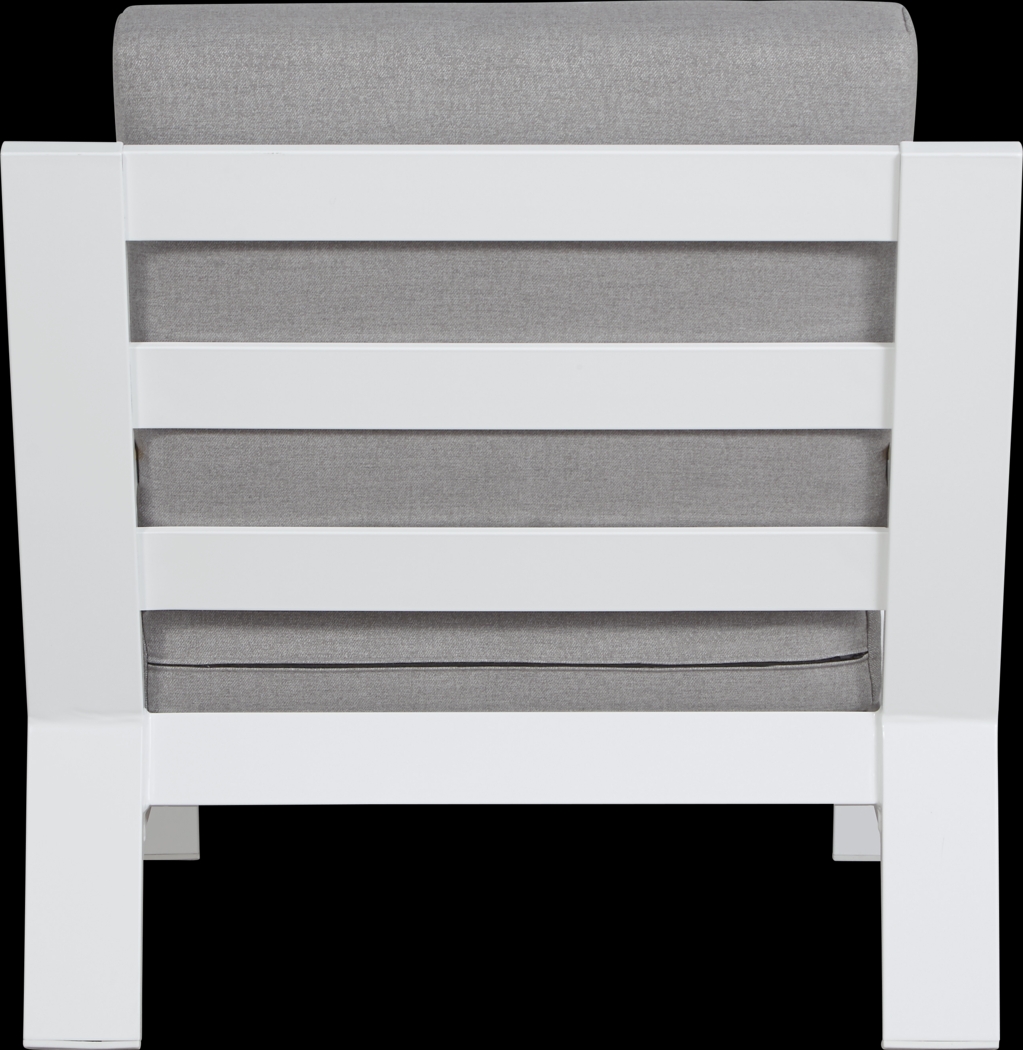 Solana White Outdoor Club Chair with Gray Cushions - Thumbnail - Image 4