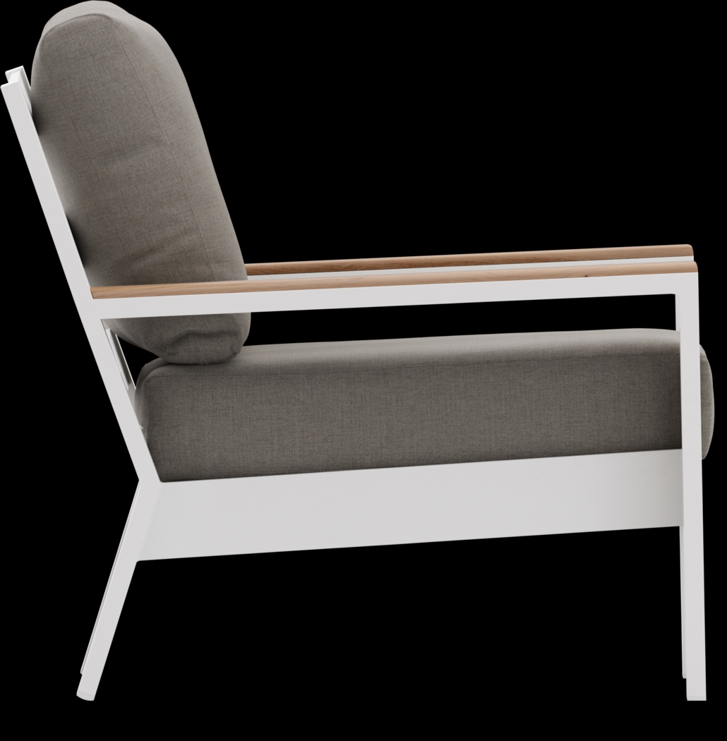 Solana White Outdoor Club Chair with Mushroom Cushions - Thumbnail - Image 4