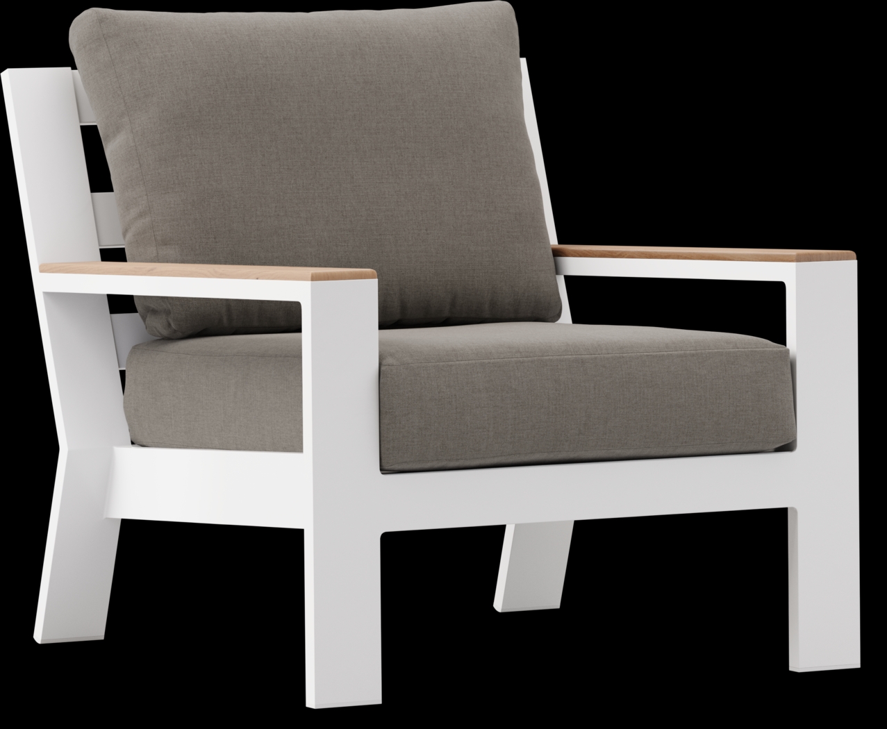 Solana White Outdoor Club Chair with Mushroom Cushions - Thumbnail - Image 1