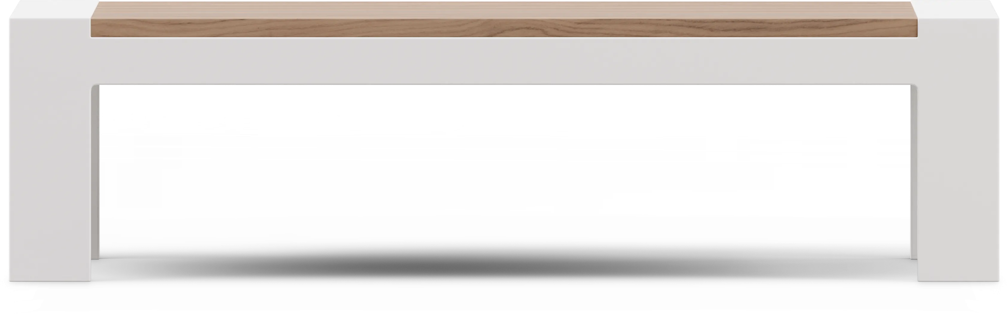 Solana White Outdoor Cocktail Table with Teak Top - Image 2