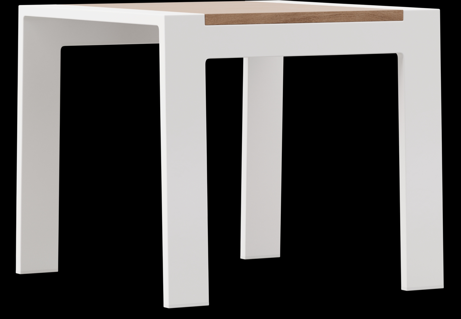 Solana White Outdoor End Table with Teak Top - Thumbnail - Image 1