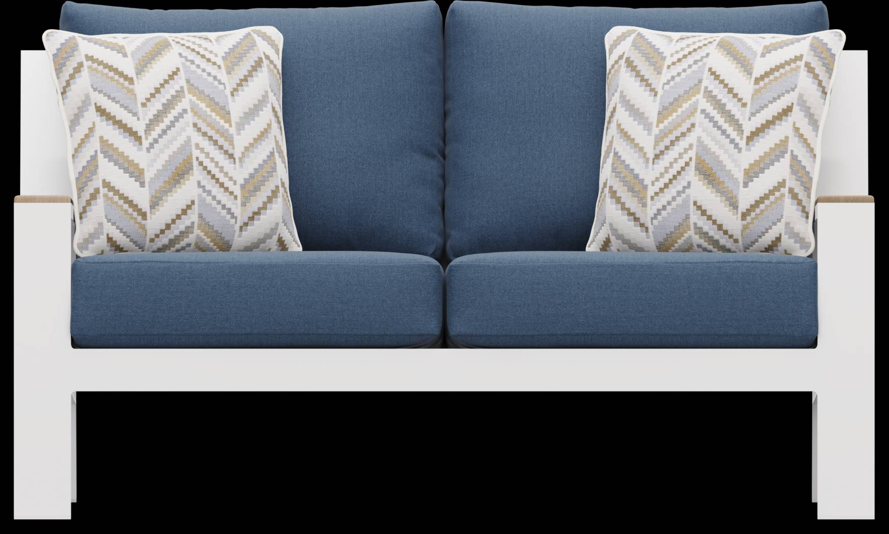 Solana White 4 Pc Outdoor Loveseat Seating Set With Blueberry Cushions - Thumbnail - Image 2