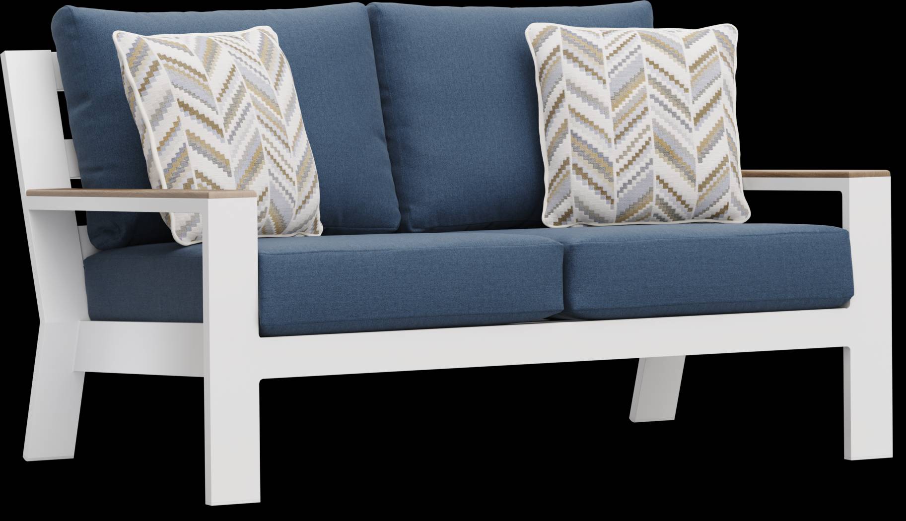 Solana White 4 Pc Outdoor Loveseat Seating Set With Blueberry Cushions - Thumbnail - Image 3