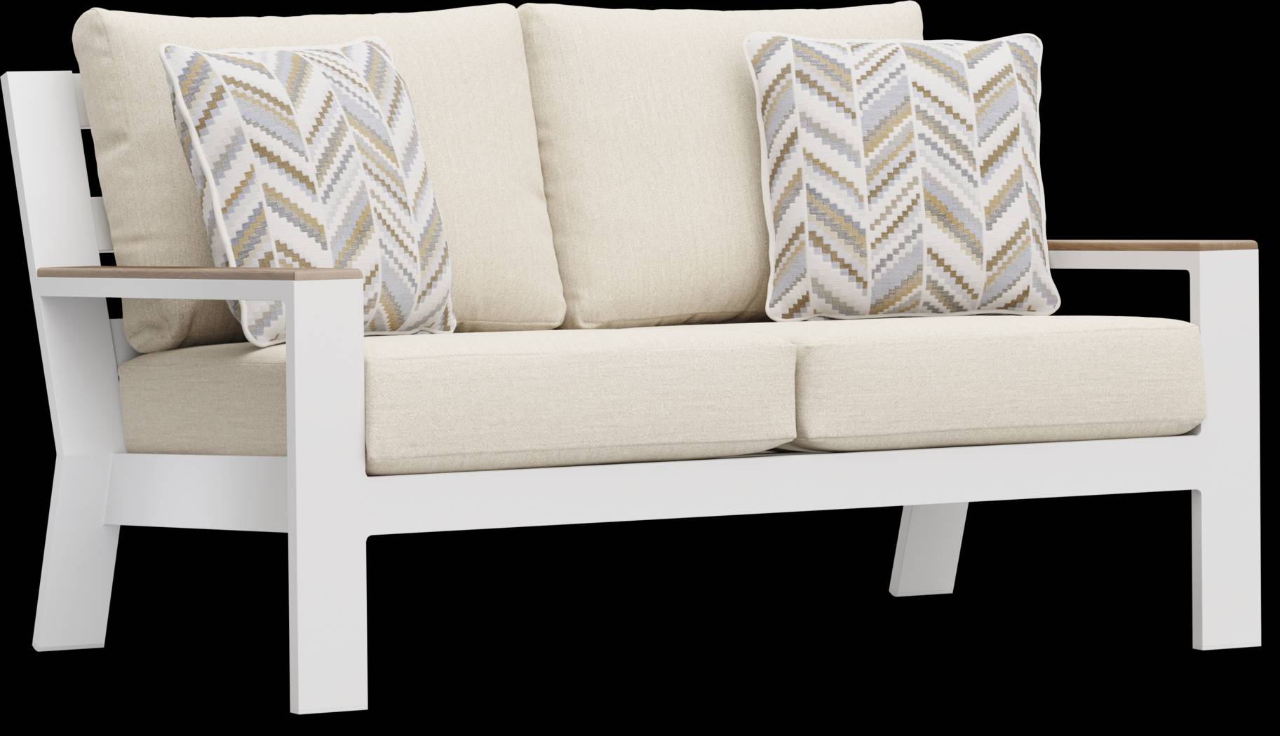 Solana White 4 Pc Outdoor Loveseat Seating Set With Buff Cushions - Thumbnail - Image 3