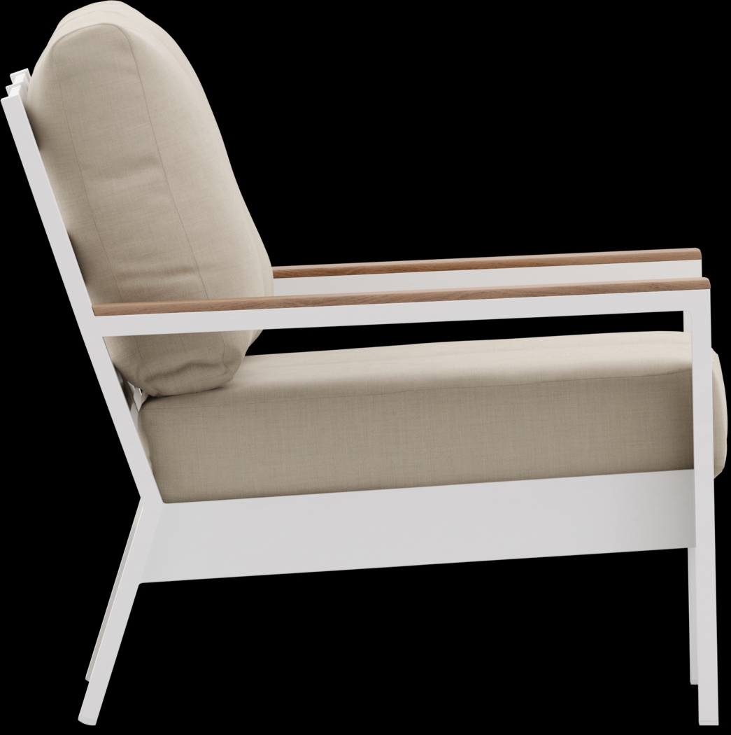 Solana White 4 Pc Outdoor Loveseat Seating Set With Buff Cushions - Thumbnail - Image 4