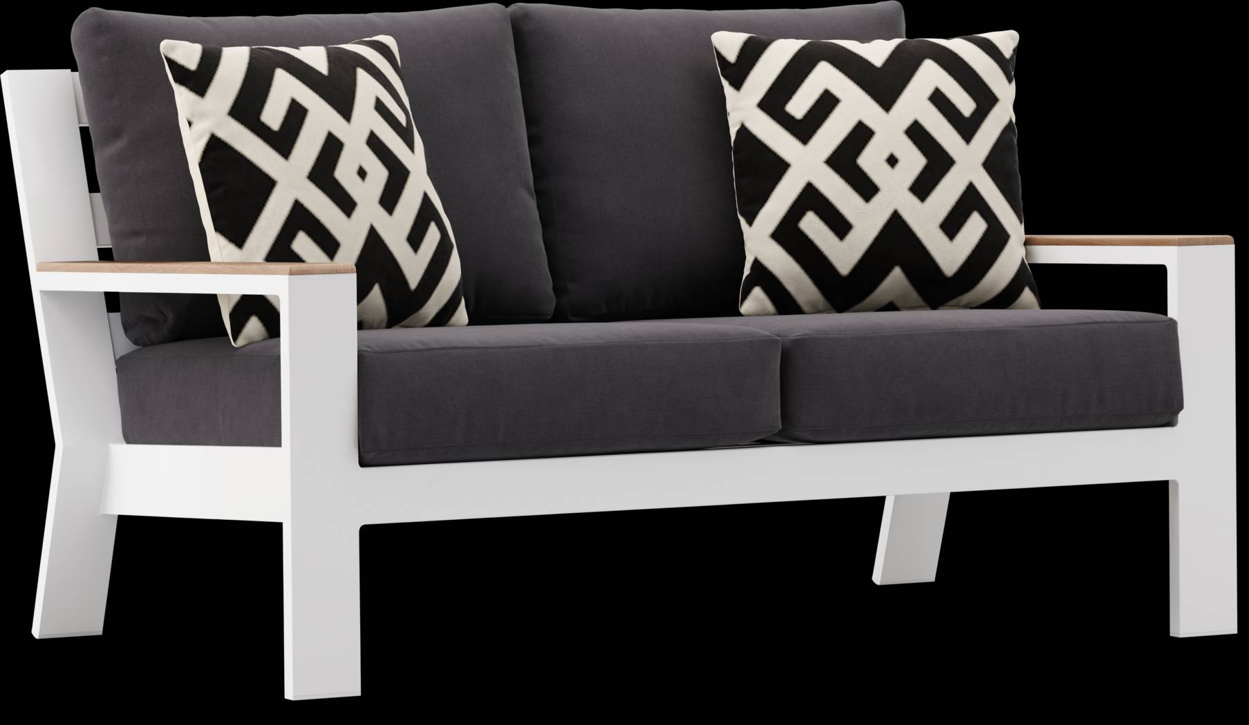 Solana White Outdoor Loveseat with Charcoal Cushions - Thumbnail - Image 2