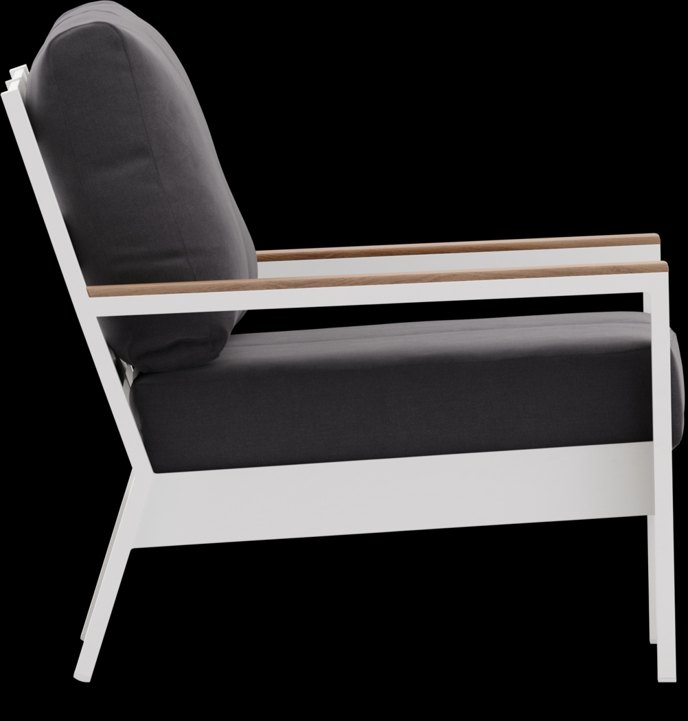 Solana White Outdoor Loveseat with Charcoal Cushions - Thumbnail - Image 3