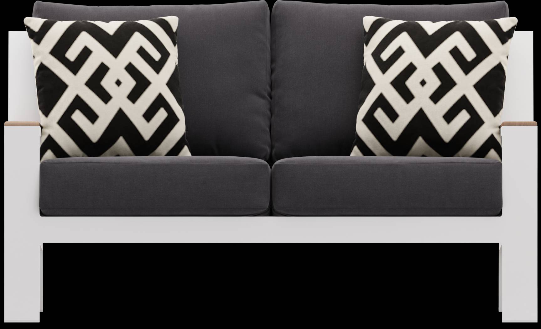 Solana White Outdoor Loveseat with Charcoal Cushions - Thumbnail - Image 1