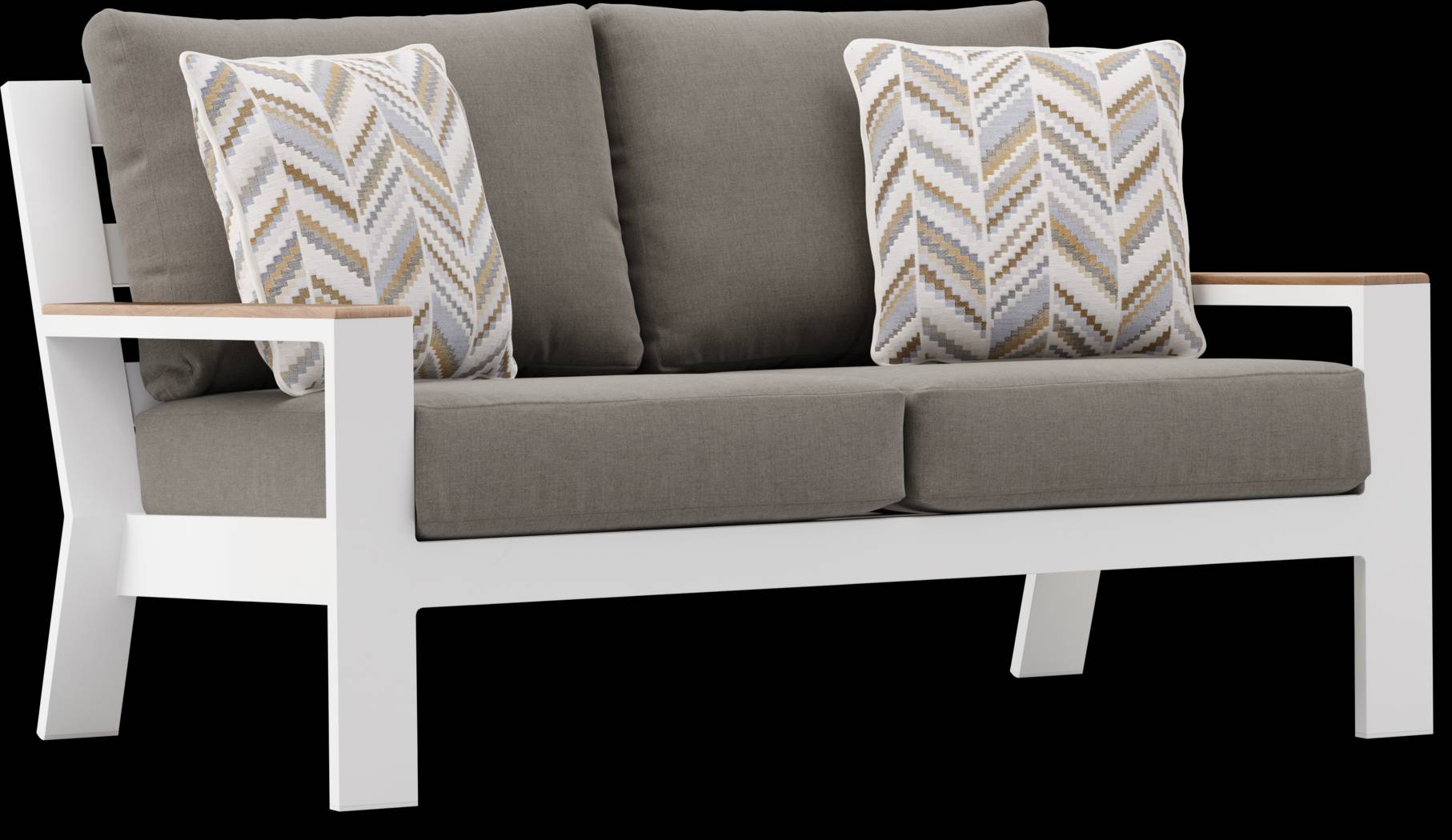 Solana White 4 Pc Outdoor Loveseat Seating Set With Mushroom Cushions - Thumbnail - Image 3