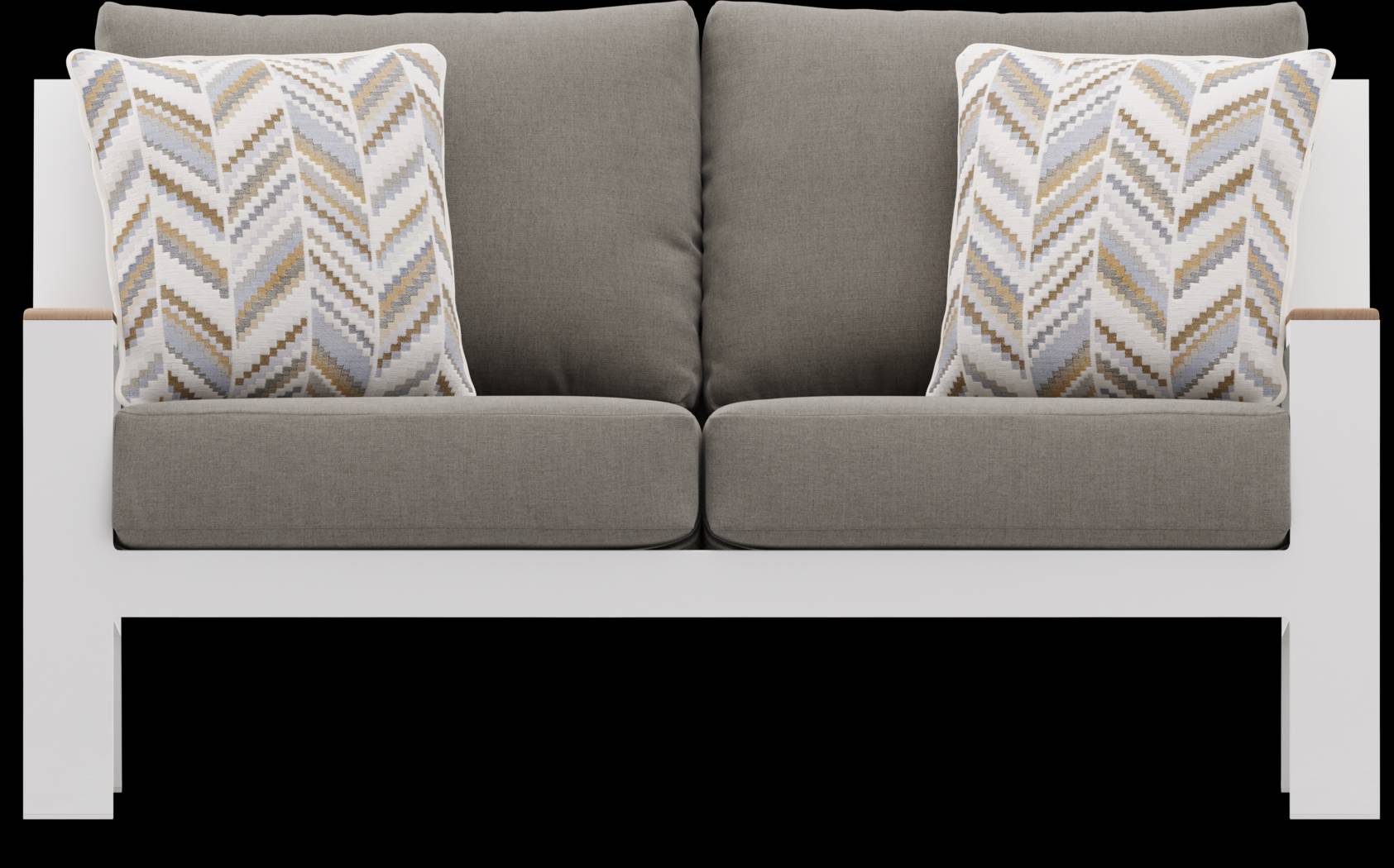 Solana White 4 Pc Outdoor Loveseat Seating Set With Mushroom Cushions - Thumbnail - Image 2