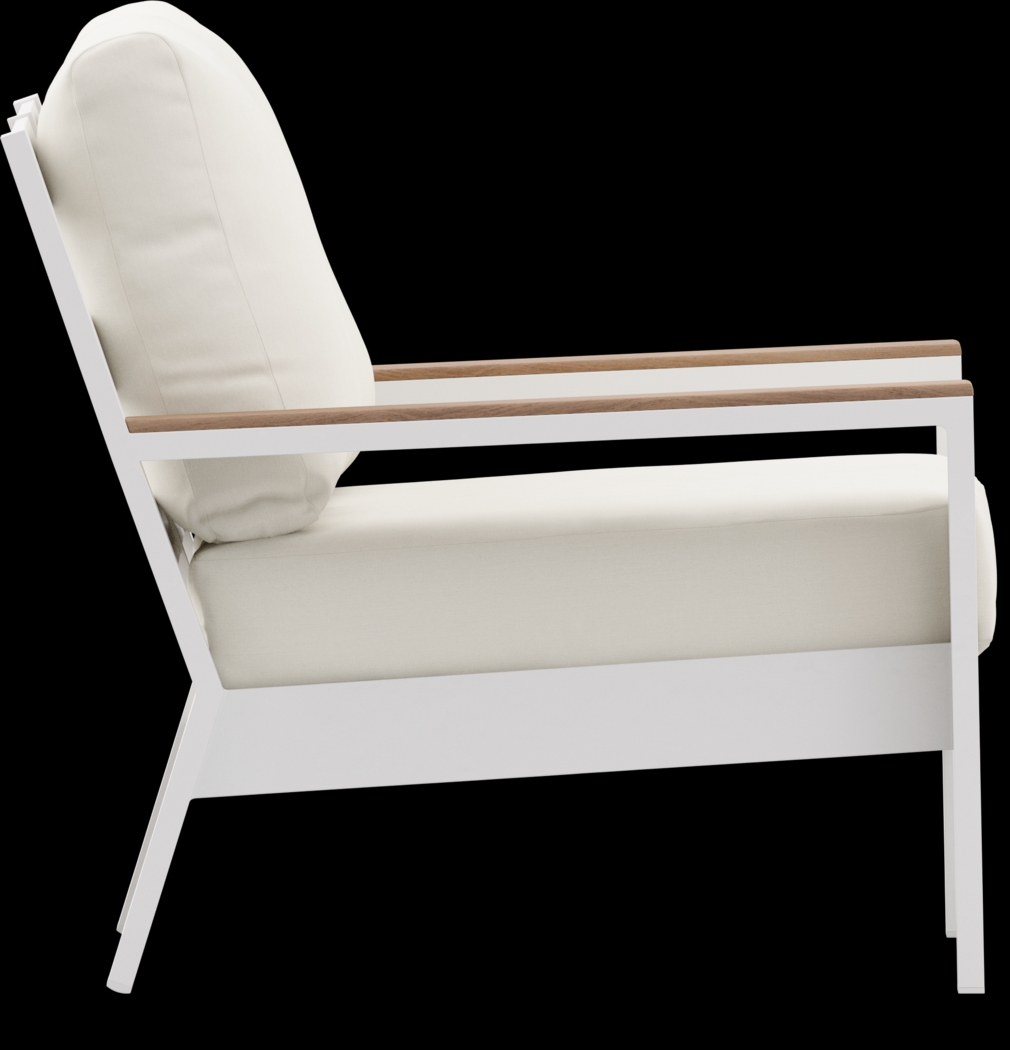 Solana White Outdoor Loveseat with Natural Cushions - Thumbnail - Image 3