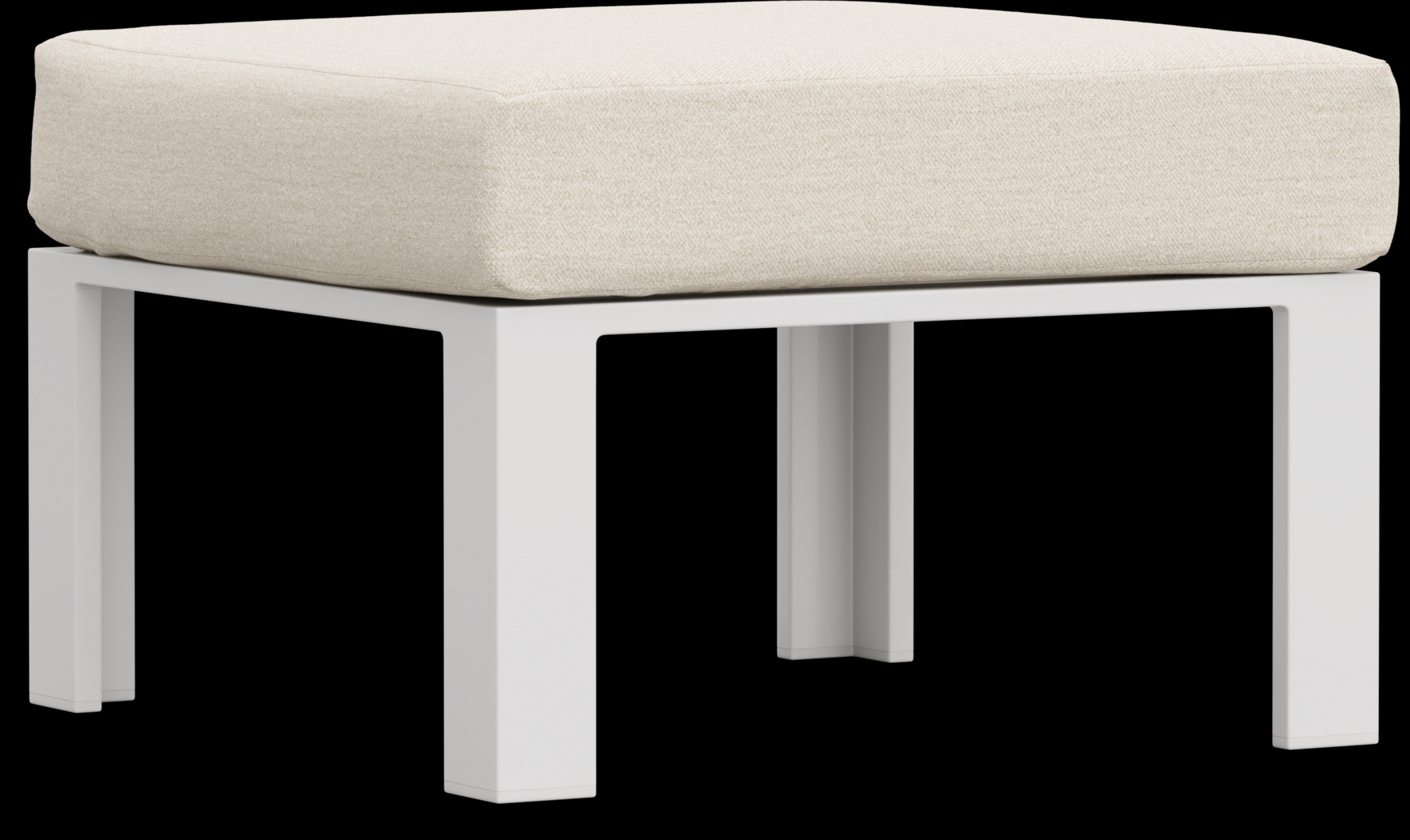 Solana White Outdoor Ottoman with Bisque Cushion - Thumbnail - Image 1