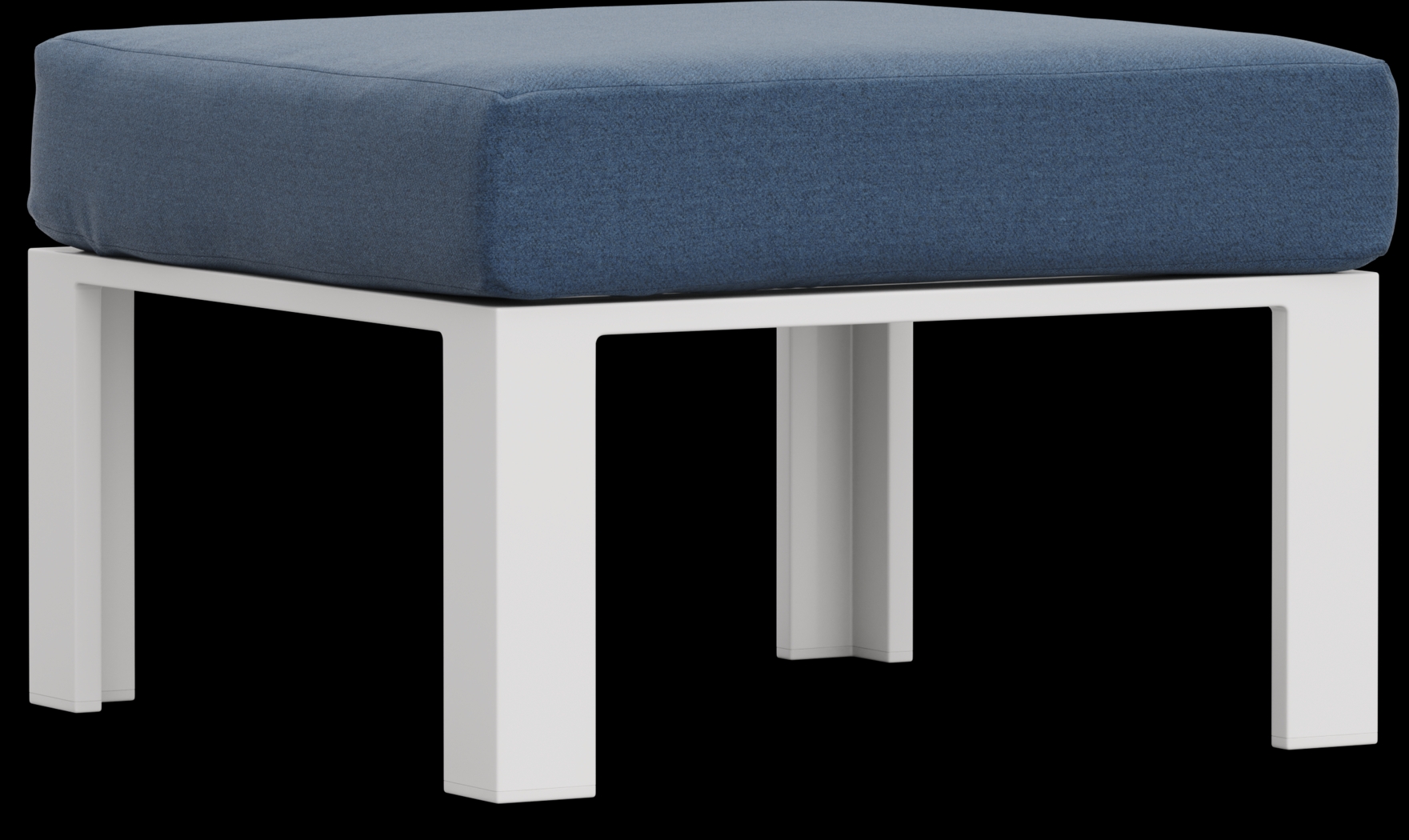 Solana White Outdoor Ottoman with Blueberry Cushion - Thumbnail - Image 1