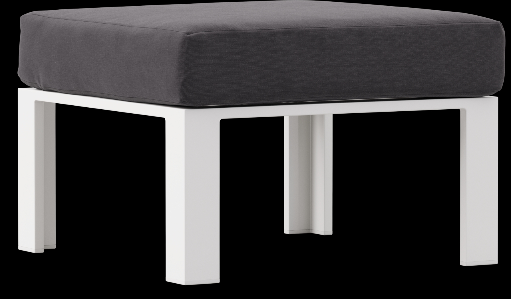 Solana White Outdoor Ottoman with Charcoal Cushion - Thumbnail - Image 1